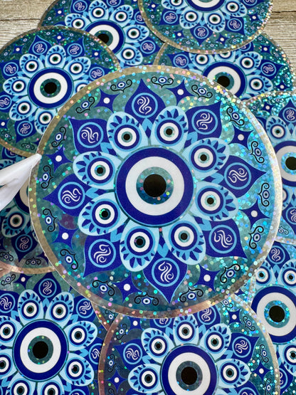 Bespattered Facade Evil Eye Mandala Glitter Sticker