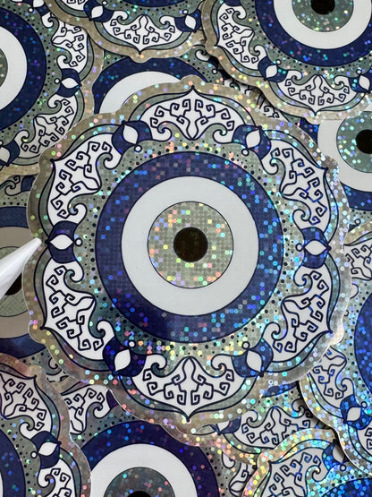 Bespattered Facade Evil Eye Scalloped Mandala Glitter Sticker