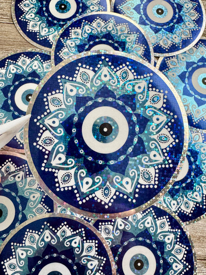 Bespattered Facade Evil Eye Mandala Glitter Sticker