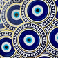 Bespattered Facade Greek-Inspired Metallic Gold and Blue Evil Eye Sticker