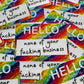 Bespattered Facade Rainbow Holographic Glitter Hello My Name Is Name Tag Sticker