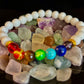 Chakra Energy Healing Bracelet – White Crystal Beads – Small to Medium Wrists