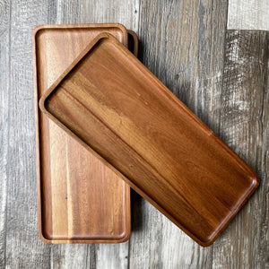 Bespattered Facade Set of 3 Unpainted Small Rectangular Acacia Wood Trays