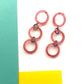 Pink Glitter Tri Dot Donut Earrings