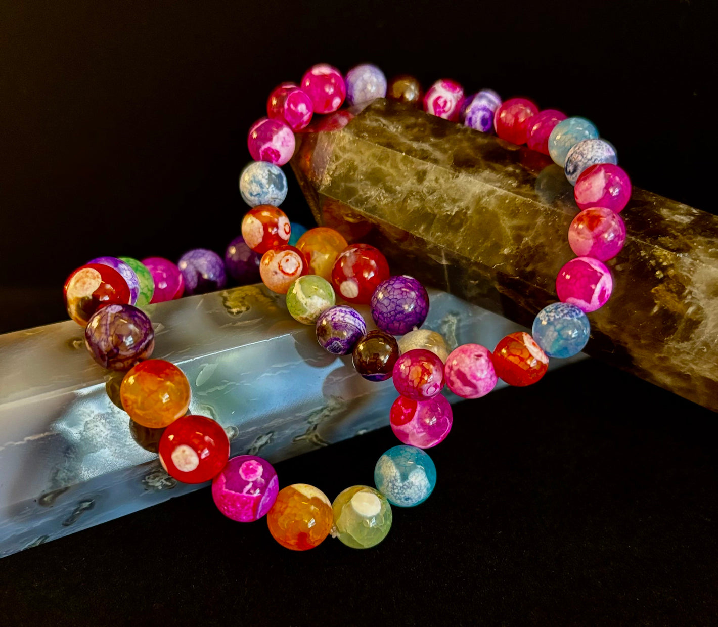Rainbow Dragon Vein Agate Gemstone Bracelet