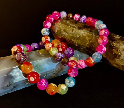 Rainbow Dragon Vein Agate Gemstone Bracelet