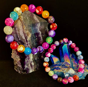 Rainbow Dragon Vein Agate Gemstone Bracelet