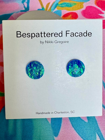 Blue Holographic Stud Earrings