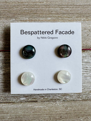 Pearl-Inspired Iridescent Black and White Stud Earrings
