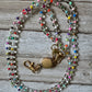 Rainbow and Glass Beaded ID Badge Lanyard / Crossbody Phone Strap / Bag Chain Purse Charm