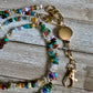 Rainbow Gemstone and Crystal Beaded ID Badge Lanyard / Crossbody Phone Strap / Bag Chain Purse Charm