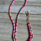 Bright Neon Rainbow Soft Polymer Clay Beaded ID Badge Lanyard / Crossbody Phone Strap / Keychain