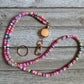 Bright Neon Rainbow Soft Polymer Clay Beaded ID Badge Lanyard / Crossbody Phone Strap / Keychain
