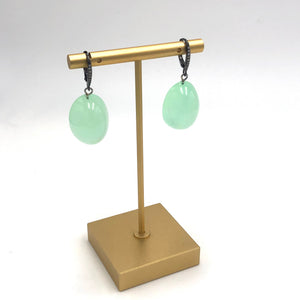 Bling Green Opal Lucite Chunk Drop Earrings *
