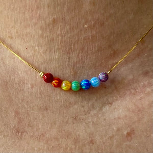 Iridescent Rainbow Opal Bead Necklace