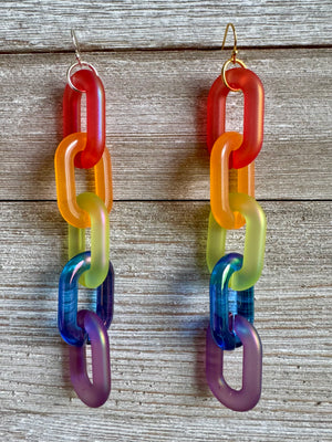 Rainbow Lovely Links Five-Link Dangly Earrings