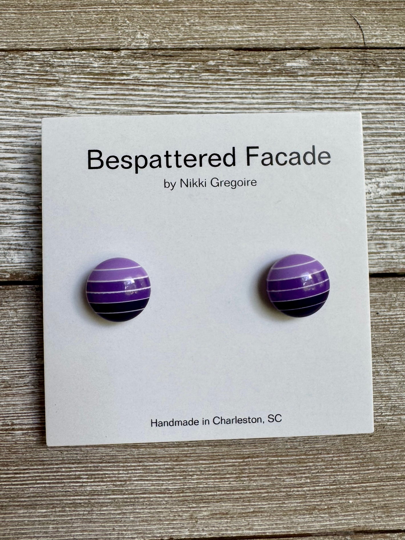 Purple Gradient Stripes Stud Earrings