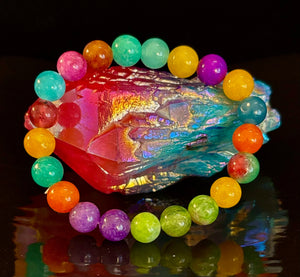 Rainbow Multi Jade Stretch Bracelet for Kids – 16cm | Colorful Energy & Gentle Protection