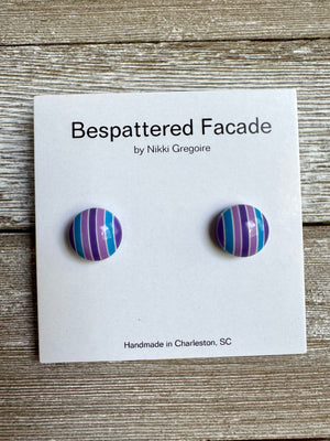 Blue & Purple Stripes Stud Earrings