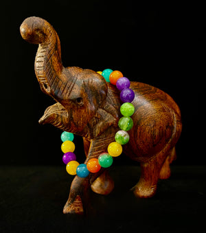 Rainbow Multi Jade Stretch Bracelet for Kids – 16cm | Colorful Energy & Gentle Protection