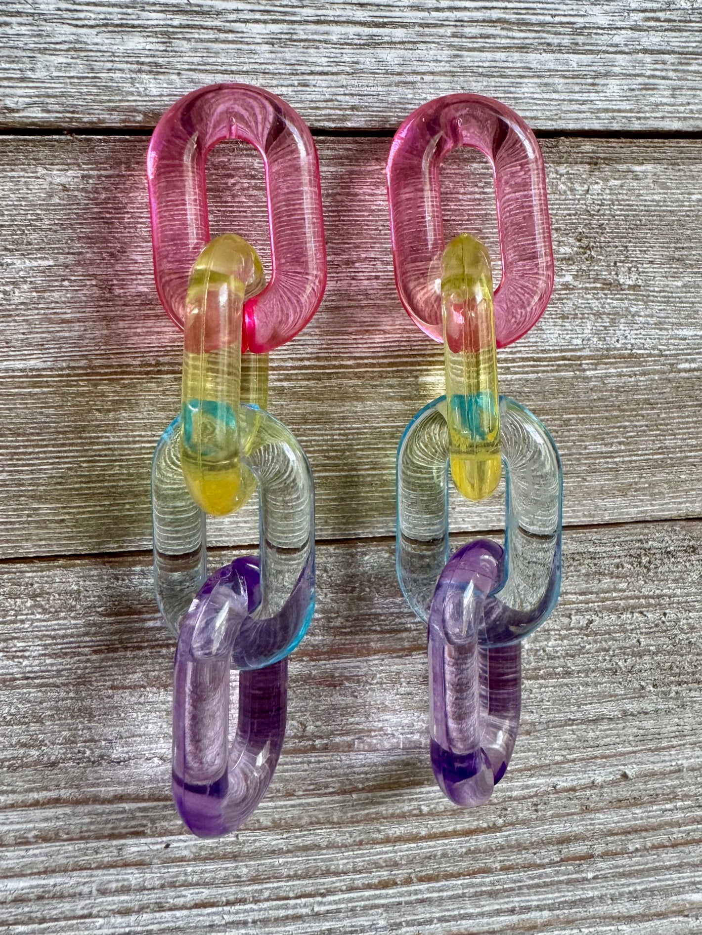 Rainbow Lovely Links Four-Link Dangly Earrings