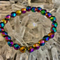 Rainbow Hematite Geometric Beaded Bracelet – Pride & Power for Large Wrists