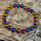 Rainbow Hematite Round Beaded Bracelet – Pride & Strength for Medium to Large Wrists