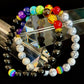 🌈 Faux Stone Chakra Bracelets with Pride Bead – White or Black