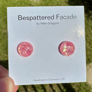 Bespattered Facade Color Buttons Colorful Holographic Stud Earrings