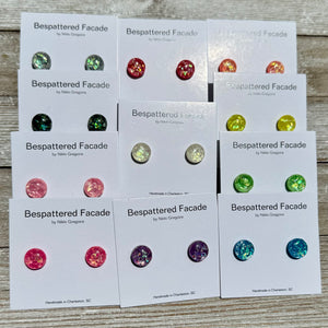 Bespattered Facade Color Buttons Colorful Holographic Stud Earrings