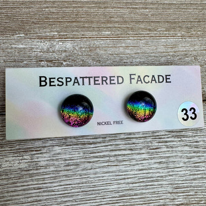 Rainbow Magic Drop Stud Dichroic Glass Earrings (33)