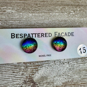 Rainbow Magic Drop Stud Dichroic Glass Earrings (15)