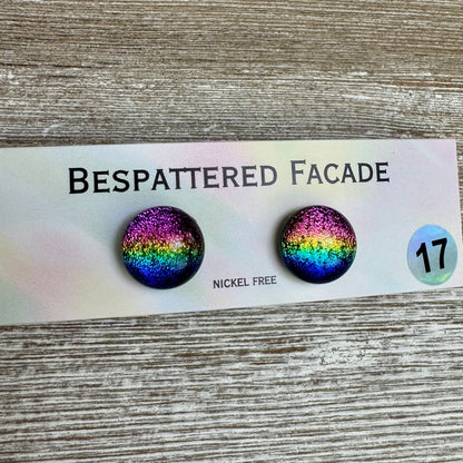 Rainbow Magic Drop Stud Dichroic Glass Earrings (17)