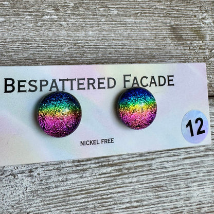 Rainbow Magic Drop Stud Dichroic Glass Earrings (12)