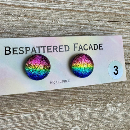 Rainbow Magic Drop Stud Dichroic Glass Earrings (3)