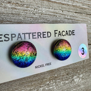 Rainbow Magic Drop Stud Dichroic Glass Earrings (3)