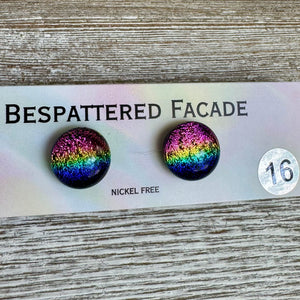 Rainbow Magic Drop Stud Dichroic Glass Earrings (16)