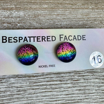Rainbow Magic Drop Stud Dichroic Glass Earrings (16)