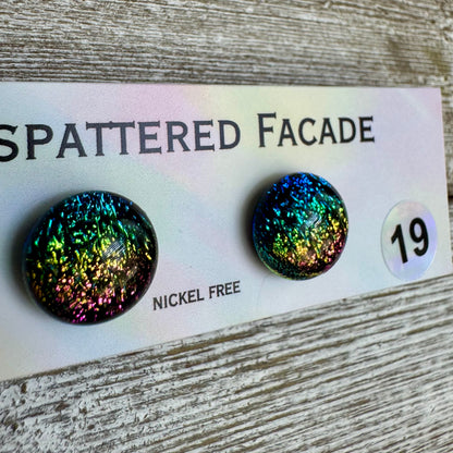 Rainbow Magic Drop Stud Dichroic Glass Earrings (19)
