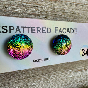 Rainbow Magic Drop Stud Dichroic Glass Earrings (34)