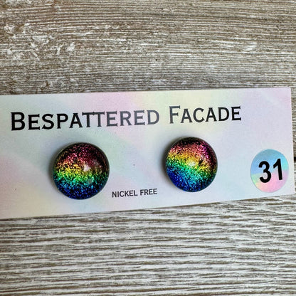 Rainbow Magic Drop Stud Dichroic Glass Earrings (31)