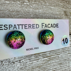 Rainbow Magic Drop Stud Dichroic Glass Earrings (10)