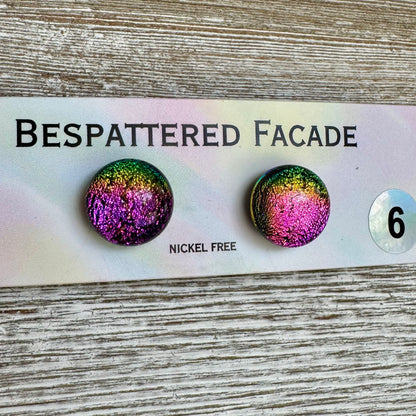 Rainbow Magic Drop Stud Dichroic Glass Earrings (6)