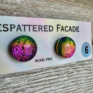Rainbow Magic Drop Stud Dichroic Glass Earrings (6)