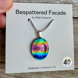 Rainbow Magic Drop Dichroic Glass Pendant (40)