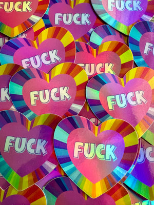 Bespattered Facade Everyone's Favorite Word Rainbow Heart Holographic Sticker