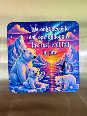 Bespattered Facade "We Only Need to Eat One" Whimsical Polar Bears Rainbow Fridge Magnet