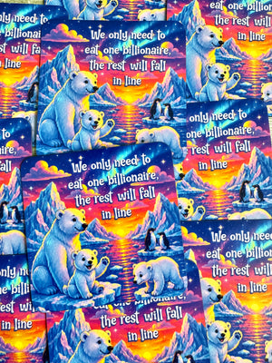 Bespattered Facade "We Only Need to Eat One" Whimsical Polar Bears Rainbow Fridge Magnet