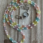Pastel Rainbow Beaded ID Badge Lanyard / Bag Chain / Phone Crossbody / Purse Charm
