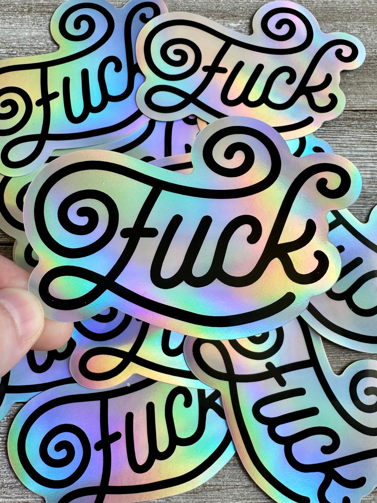 Bespattered Facade Fancy F*ck Holographic Handwritten Sticker